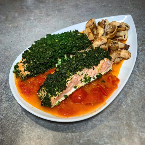 Rezept: Lachs mit Spinat-Häubchen