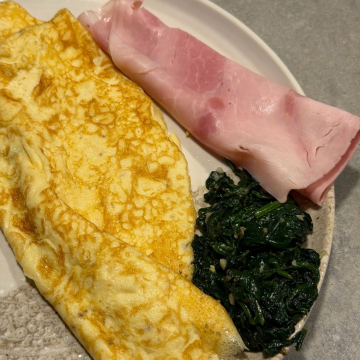 Rezept: Omelett mit Blattspinat und Kochschinken